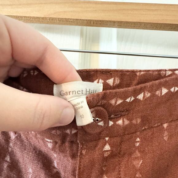 Garnet Hill Classic Linen Trousers in Cinnamon Print - Picture 5 of 9